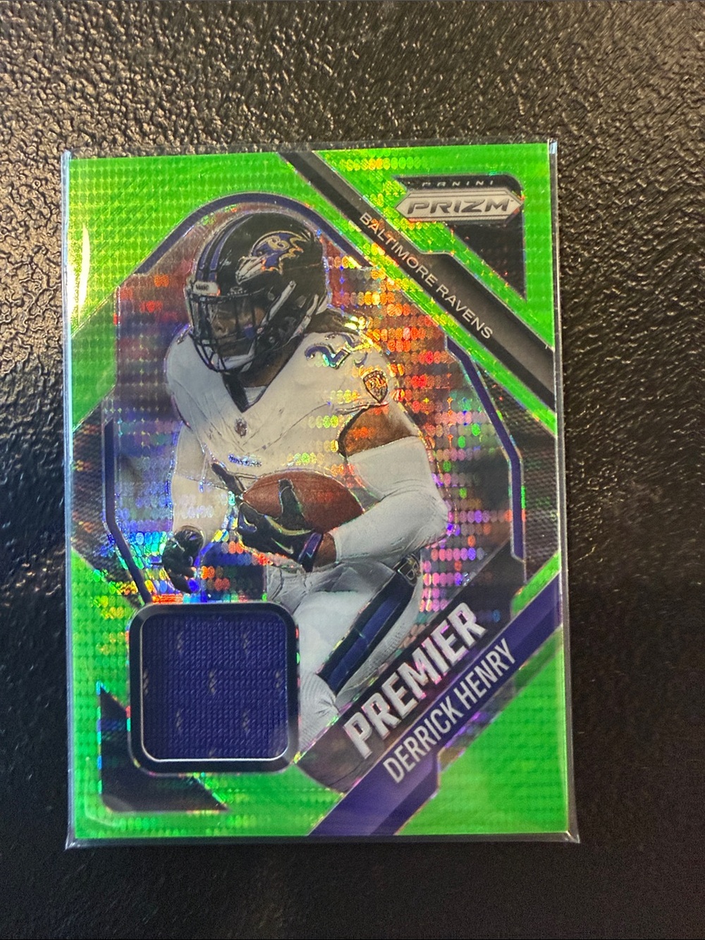 Panini Premier Derrick Henry Holo Green Card with Blue Jersey Swatch